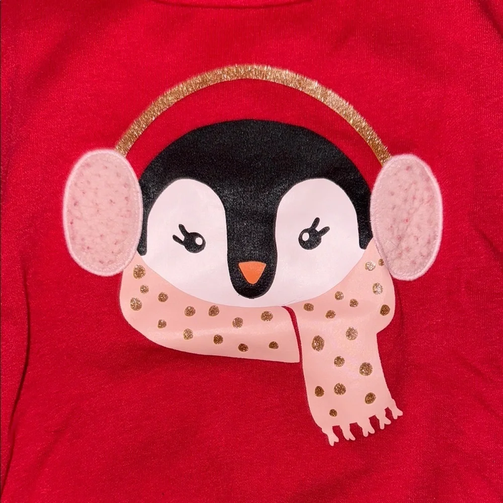 Old Navy Red Sweatshirt with Penguin Graphic